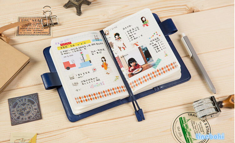 Japanese Style Office Personal Time Organizer Notebook Day Weekly Monthly  Plan Kawaii Agenda Planner Travel Journal A6