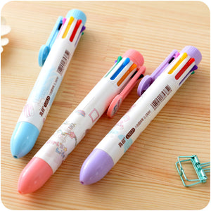 12 pcs/Lot Cute girl ballpoint pen 8 color ink refill in 1 pen for