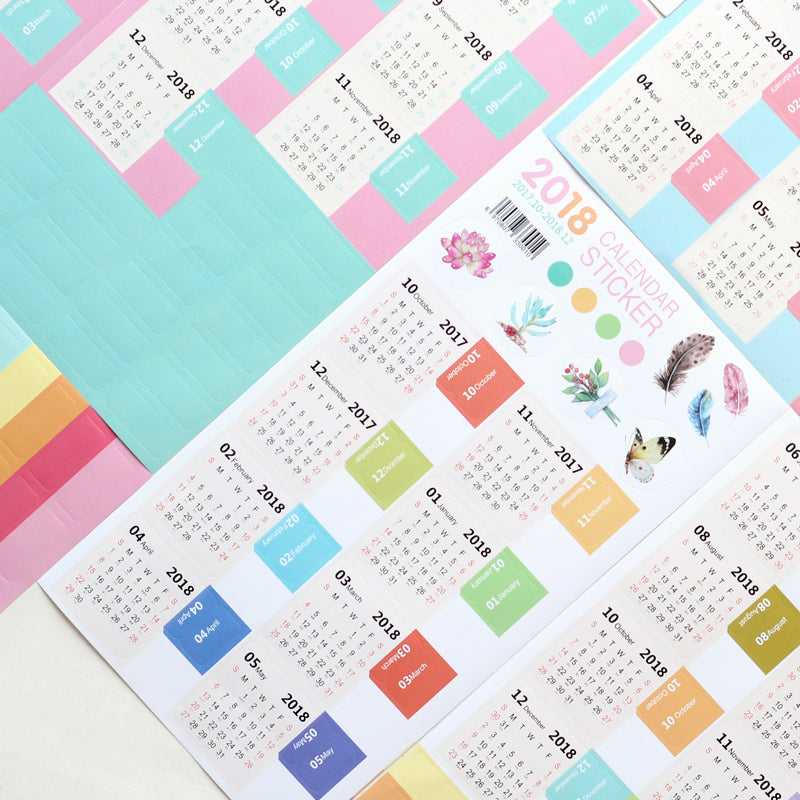 4-designs-pack-2018-calendar-sticker-notebook-index-monthly-category